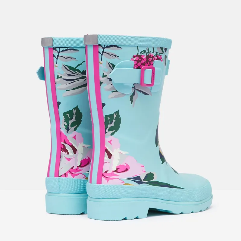 Joules Junior Printed Tall Wellies - Blue Floral -3